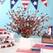 12 Pcs 4th of July Decorations Patriotic Artificial Berry Stem Picks 15.75 Inch Independence Day Decor with White Blue Red Stars Pentagram Faux Berry Branches